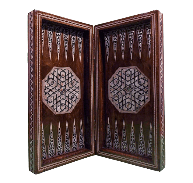 Handmade Moroccan Mother of Pearl Backgammon and Chess Board 